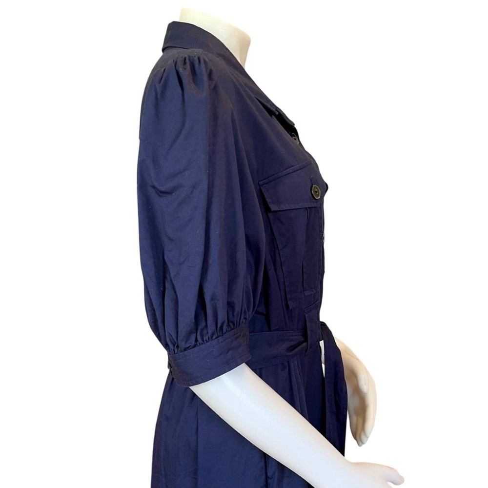 Derek Lam 10 Crosby Buffy Tiered Midi Shirtdress Navy Blue Sz 16 Utility Classic - Picture 5 of 8